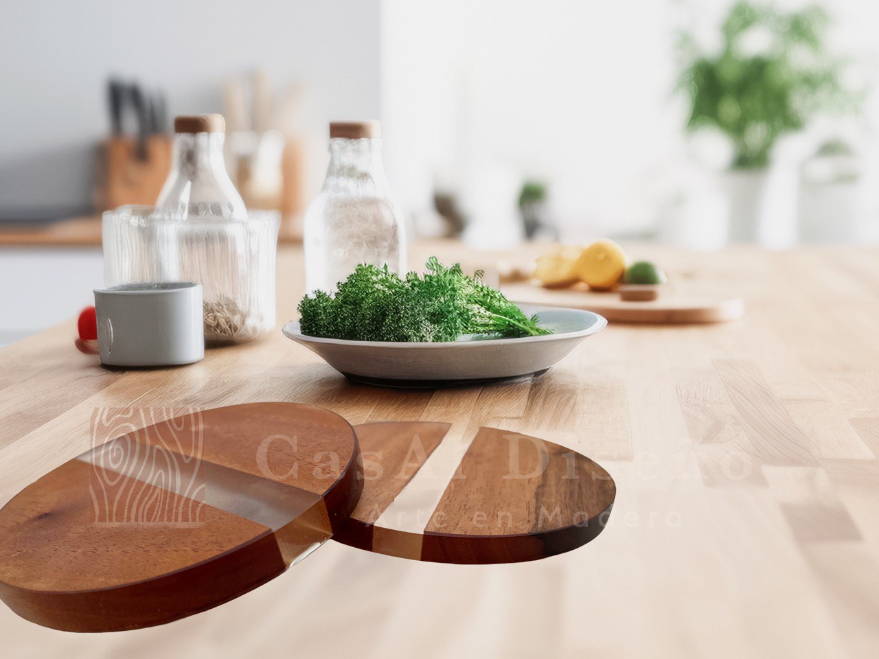 Posavasos de madera y resina