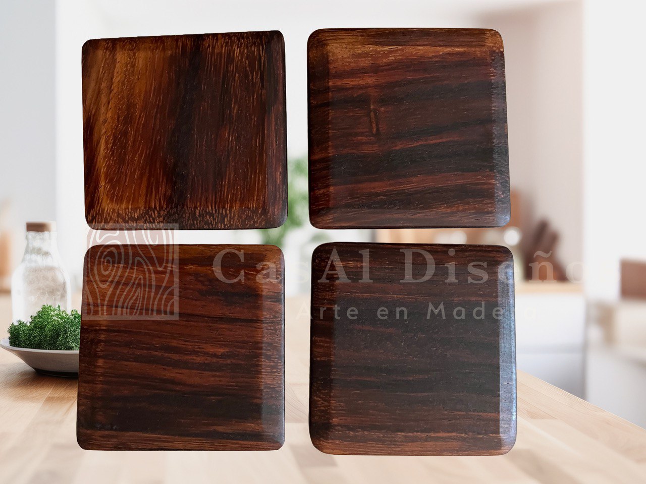 Portavasos de madera de parota