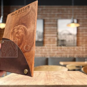 Portacheques de madera y piel