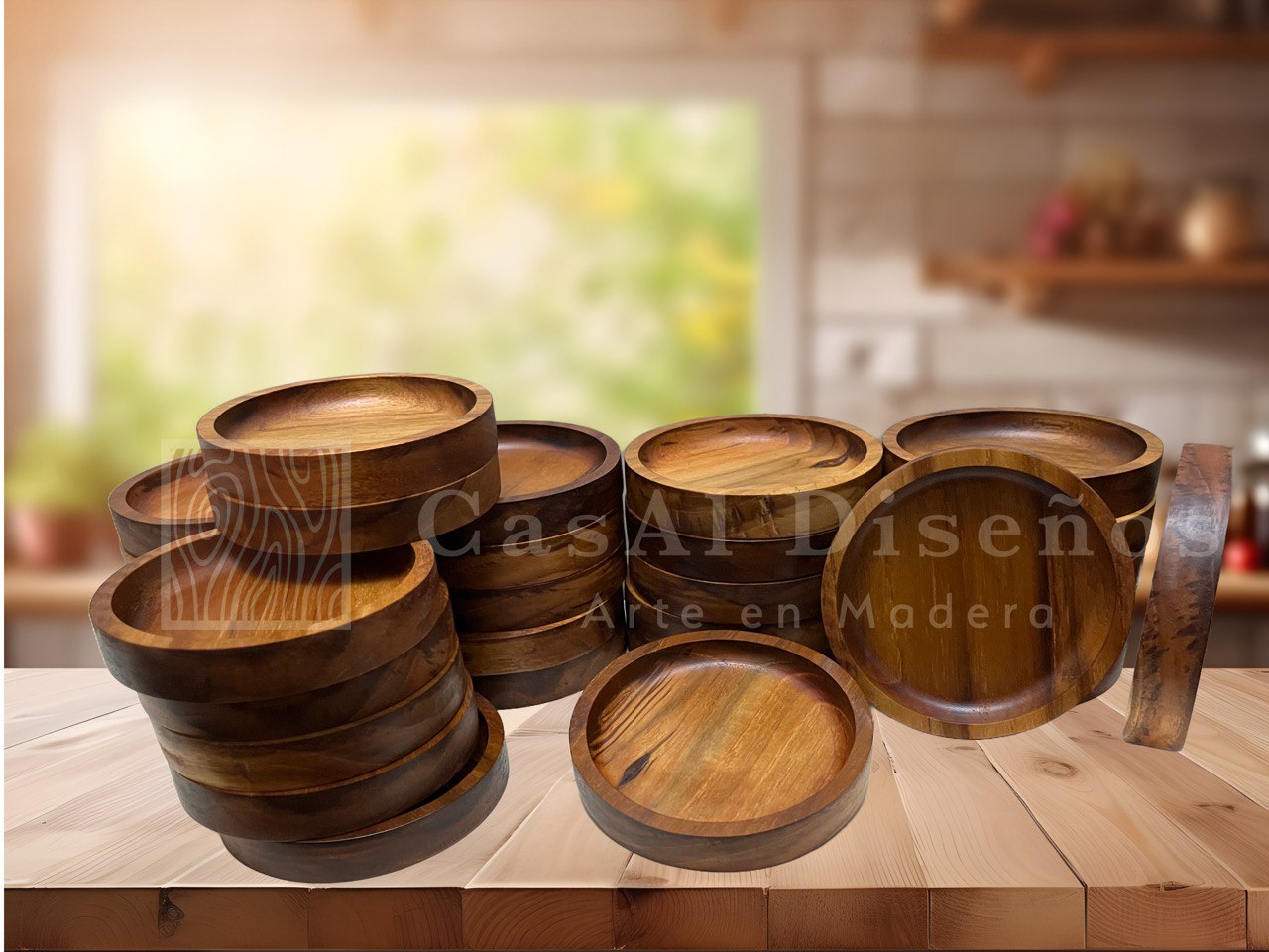 Portavasos hechos en madera de teca