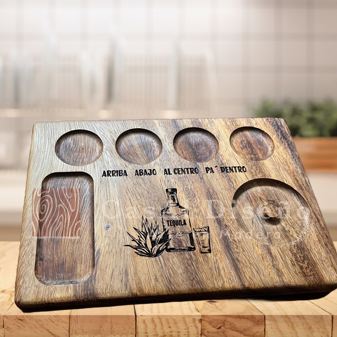 Tabla tequilera de madera de parota