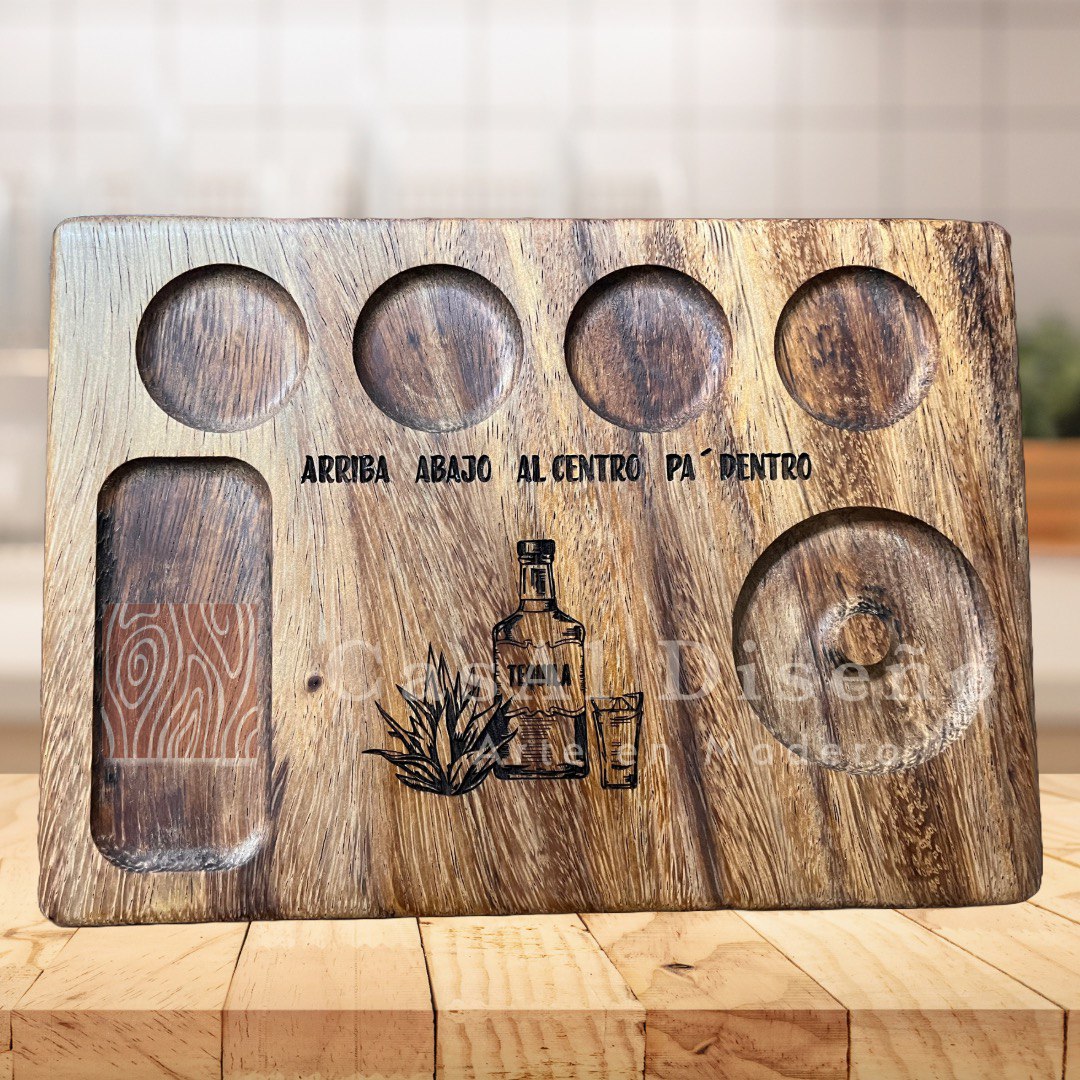 Tabla tequilera de madera de parota