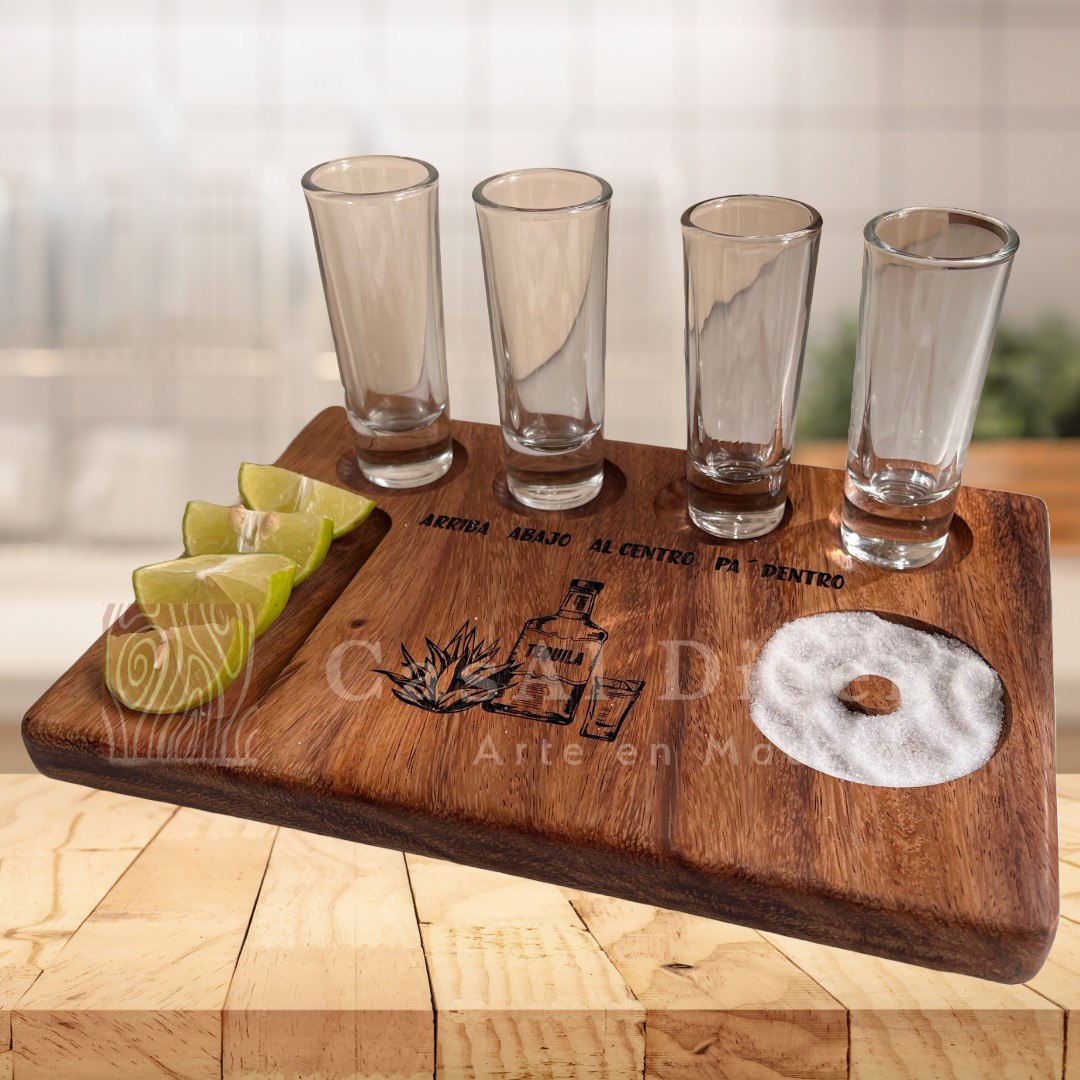 Tabla tequilera de madera de parota