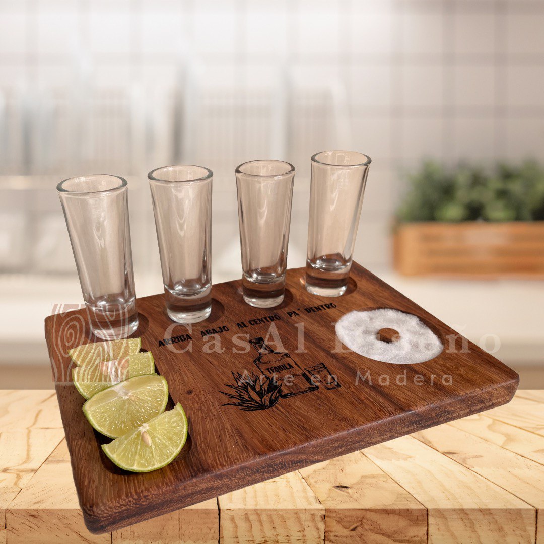 Tabla tequilera de madera de parota