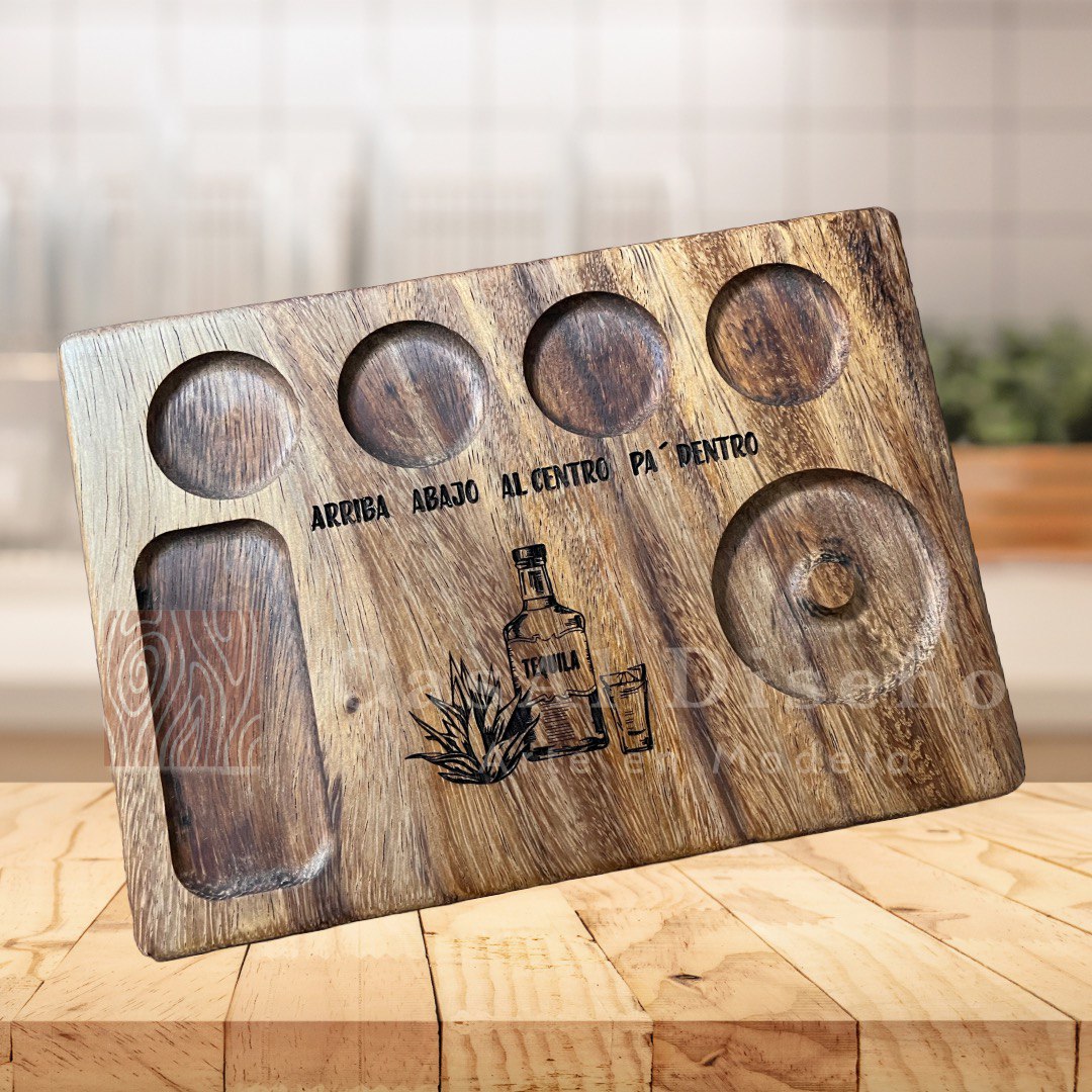Tabla tequilera de madera de parota