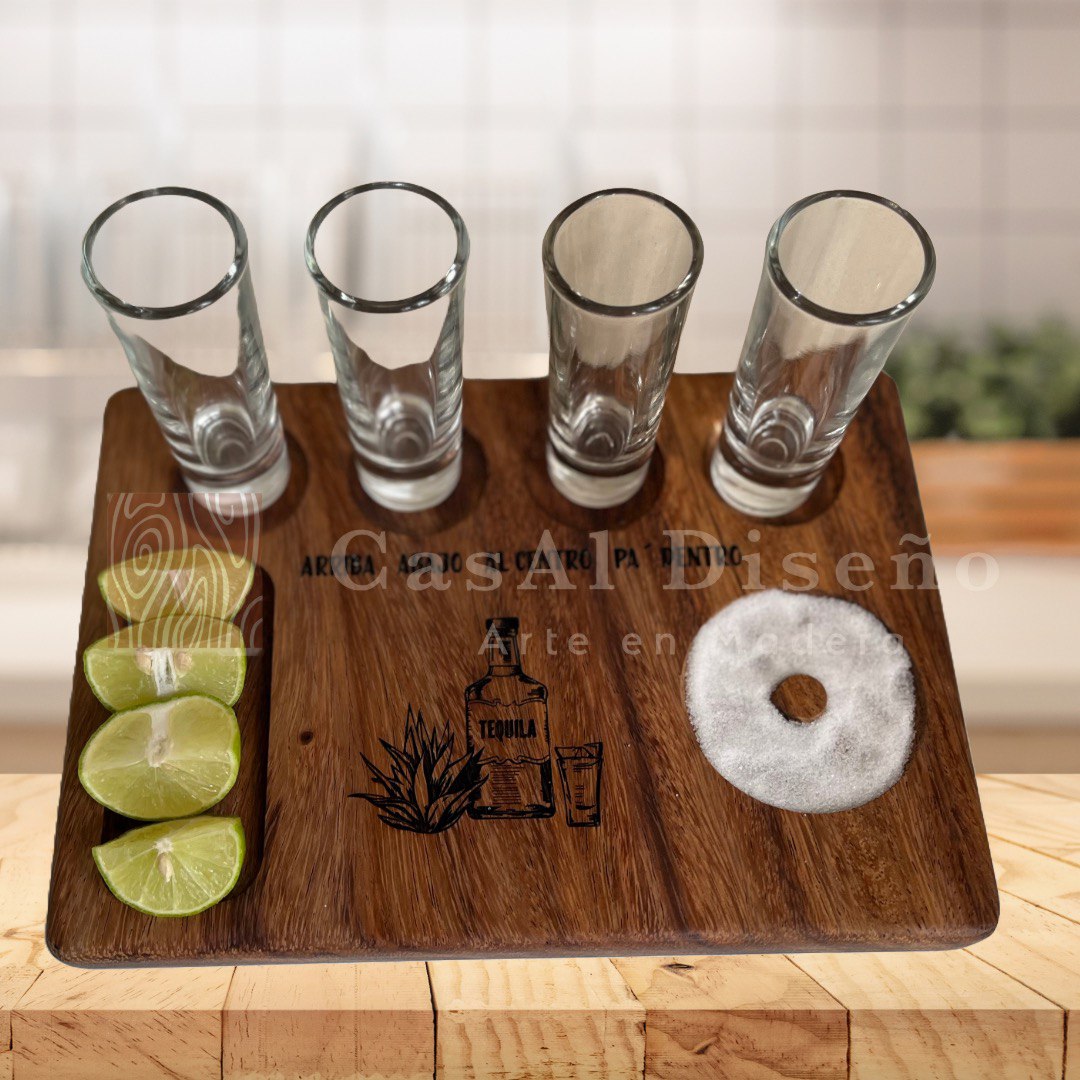 Tabla tequilera de madera de parota