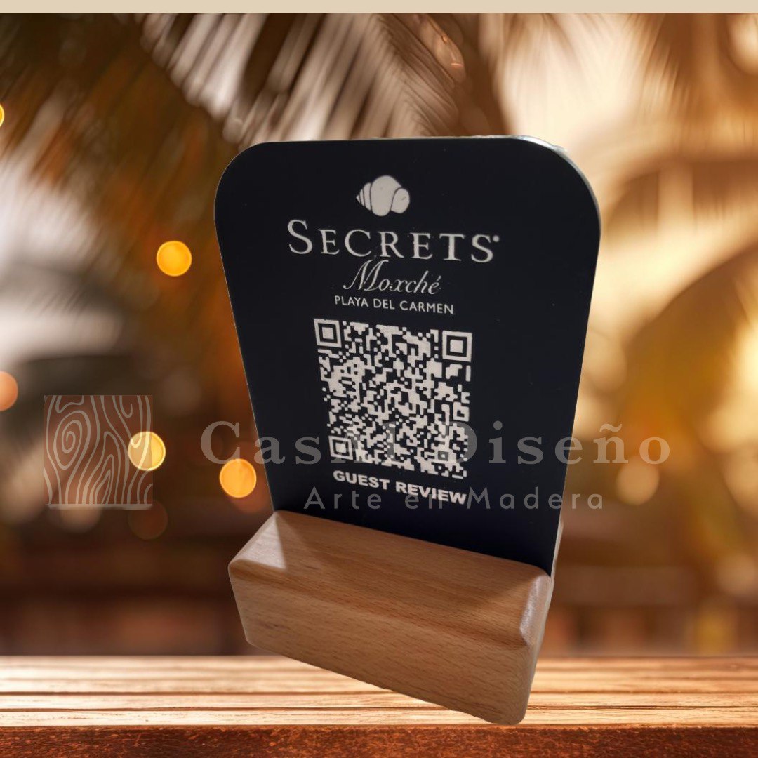 Menu QR base madera y acrílico