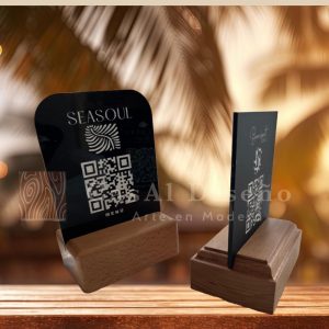 Menu QR base madera y acrílico